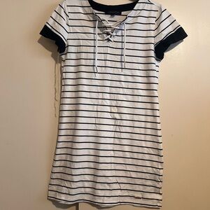 Tommy Hilfiger Striped Lace-Up T-Shirt Dress